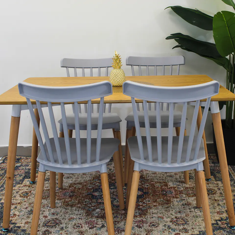 Comedor Rectangular Mesa Eames 120x80cm + Sillas Windsor 12