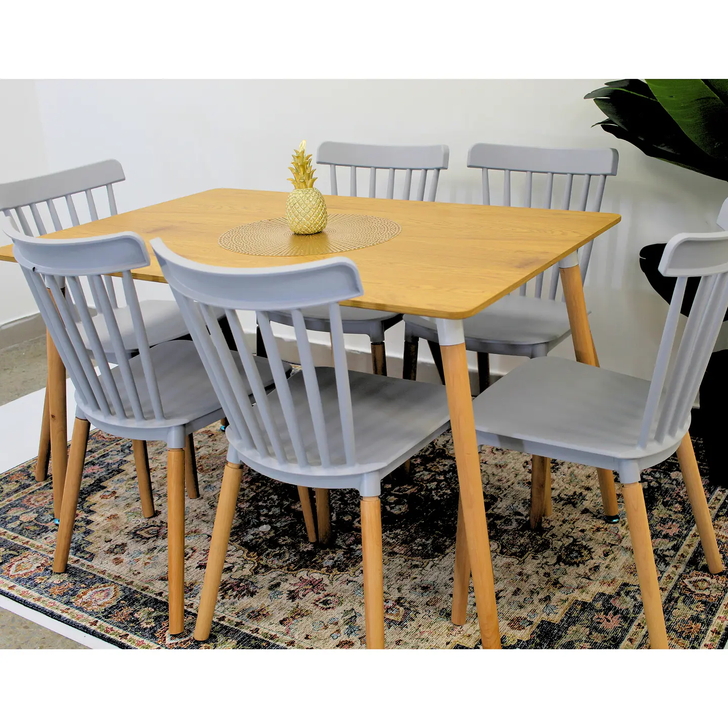 Comedor Rectangular Mesa Eames 120x80cm + Sillas Windsor 11