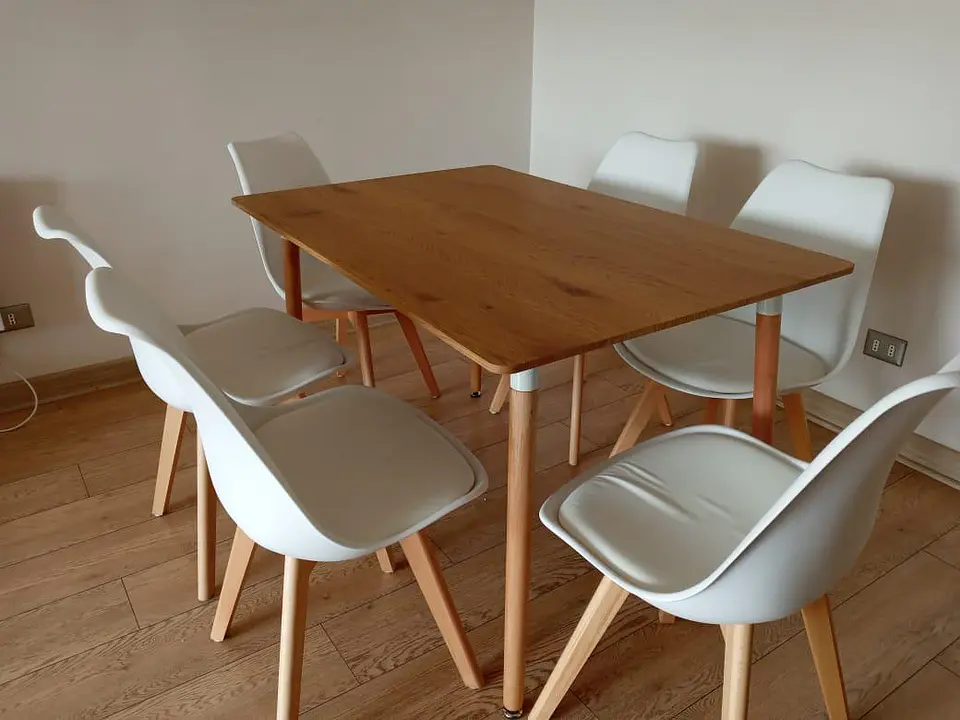 Set Juego de Comedor Mesa Rectangular 120x80cm + Sillas Oak Acolchadas 13