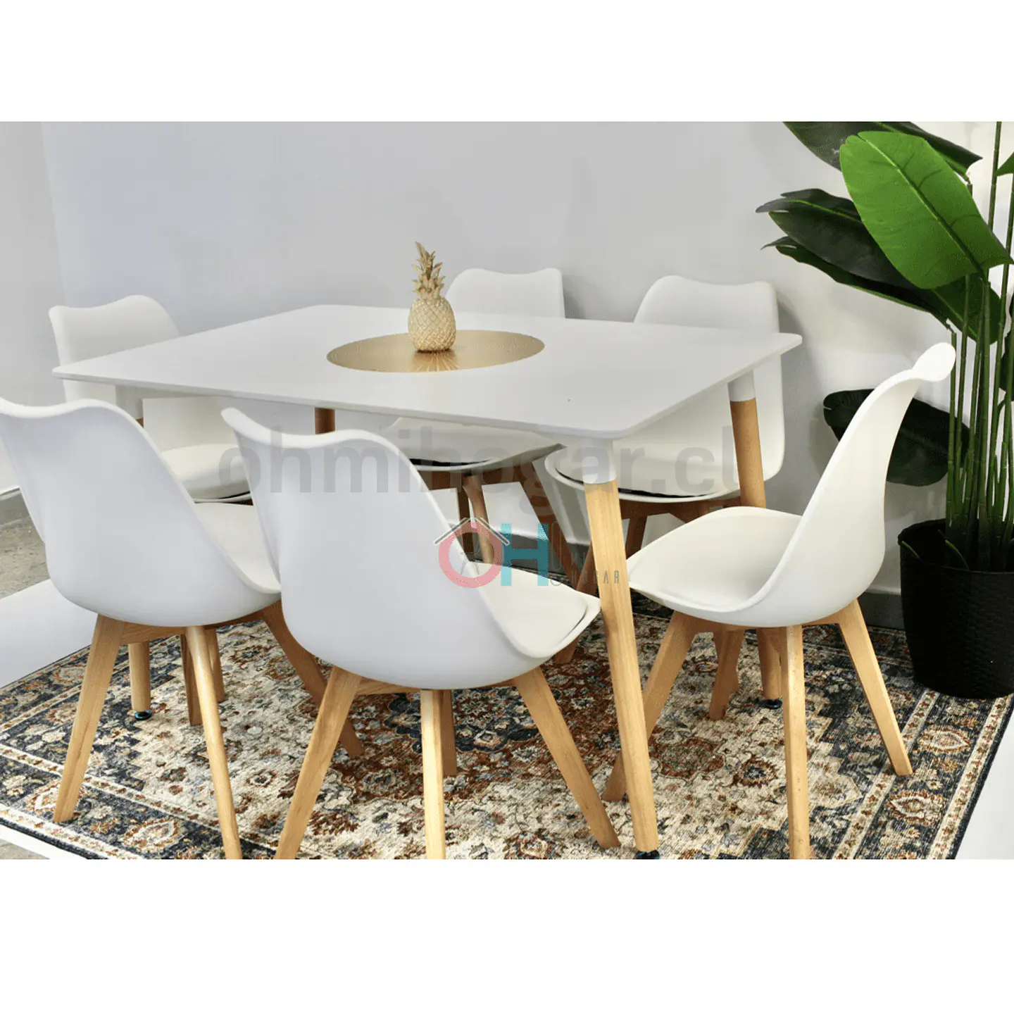 Set Juego de Comedor Mesa Rectangular 120x80cm + Sillas Oak Acolchadas 14