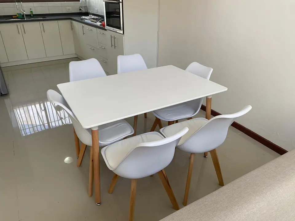 Set Juego de Comedor Mesa Rectangular 120x80cm + Sillas Oak Acolchadas 16