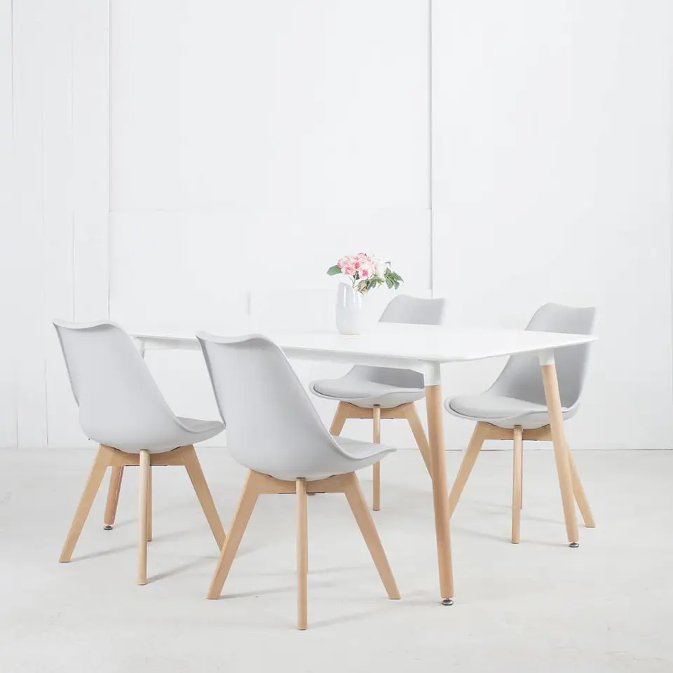 Set Juego de Comedor Mesa Rectangular 120x80cm + Sillas Oak Acolchadas 3