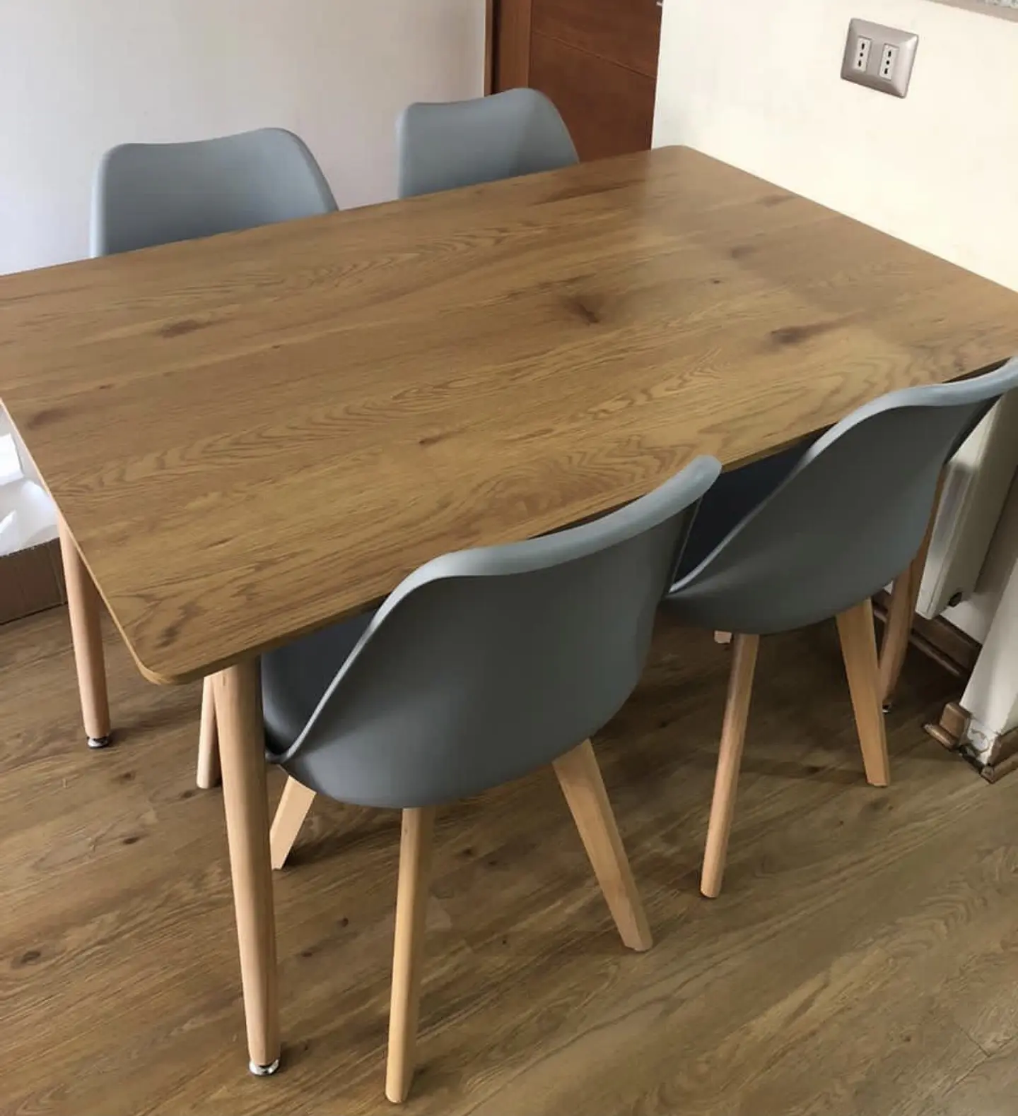 Set Juego de Comedor Mesa Rectangular 120x80cm + Sillas Oak Acolchadas 20