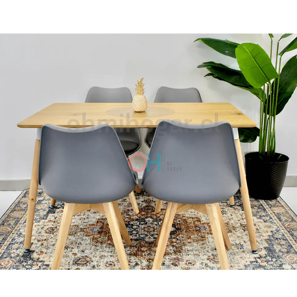 Set Juego de Comedor Mesa Rectangular 120x80cm + Sillas Oak Acolchadas 21