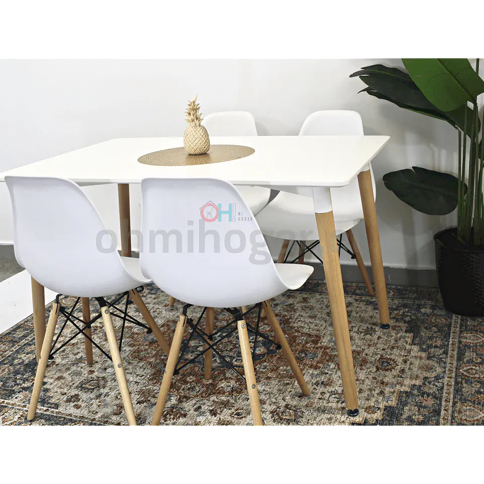 Set Juego de Comedor Mesa Eames Rectangular 120x80cm + Sillas Eames Clásicas 9