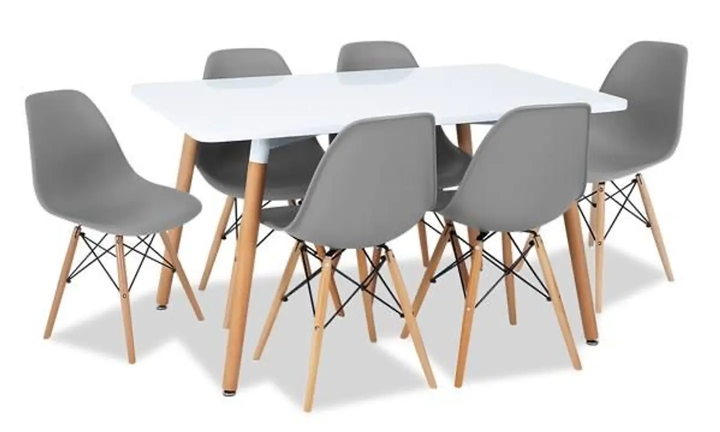 Set Juego de Comedor Mesa Eames Rectangular 120x80cm + Sillas Eames Clásicas 3