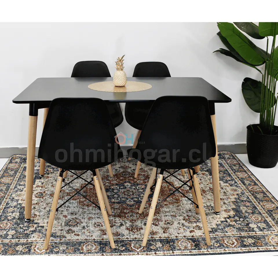 Set Juego de Comedor Mesa Eames Rectangular 120x80cm + Sillas Eames Clásicas 13