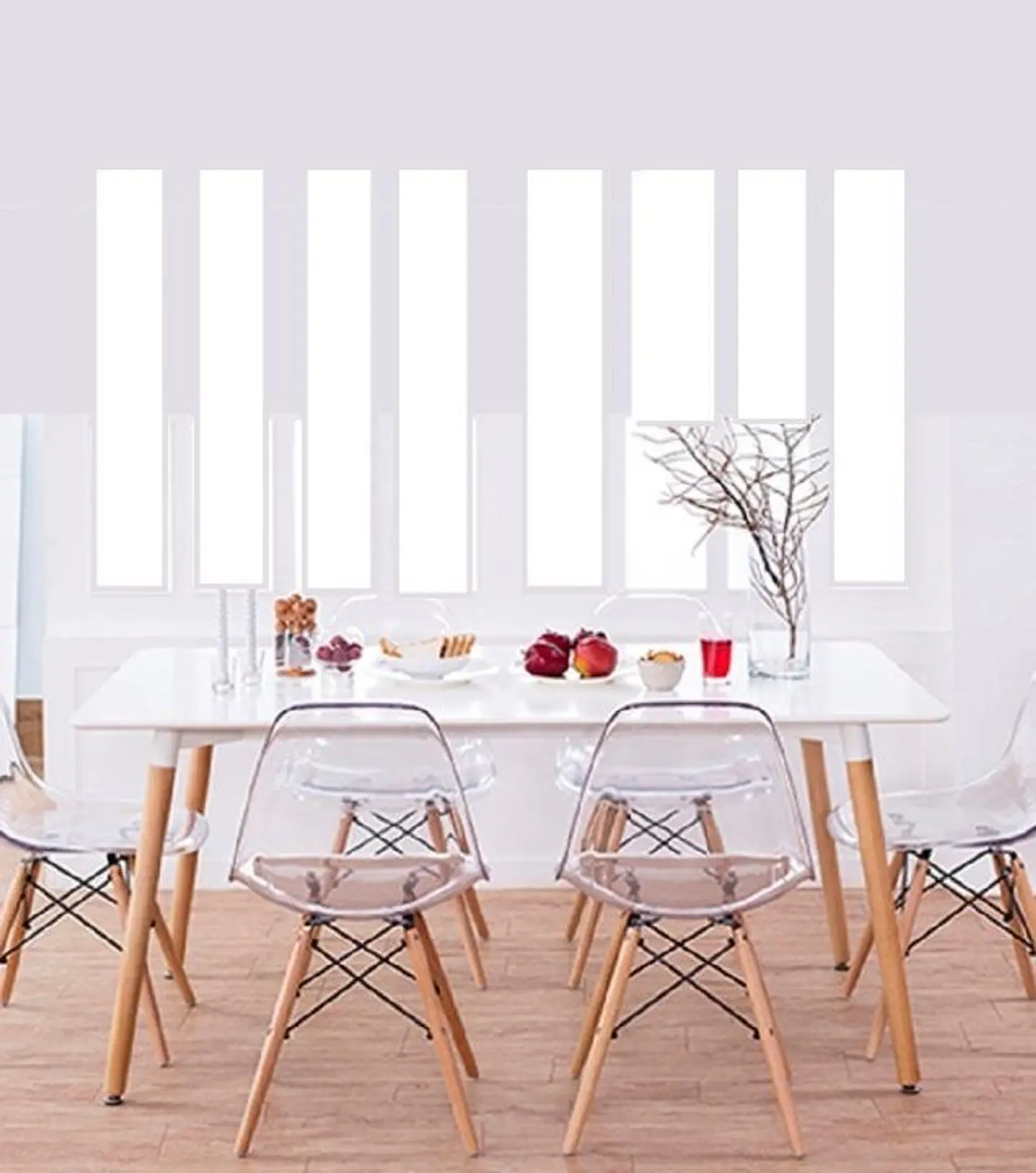 Set Juego de Comedor Mesa Eames Rectangular 120x80cm + Sillas Eames Clásicas 4