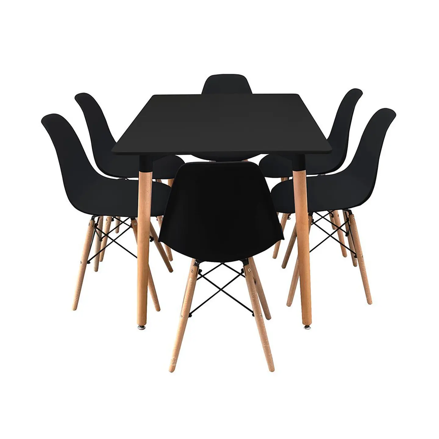Set Juego de Comedor Mesa Eames Rectangular 120x80cm + Sillas Eames Clásicas 15