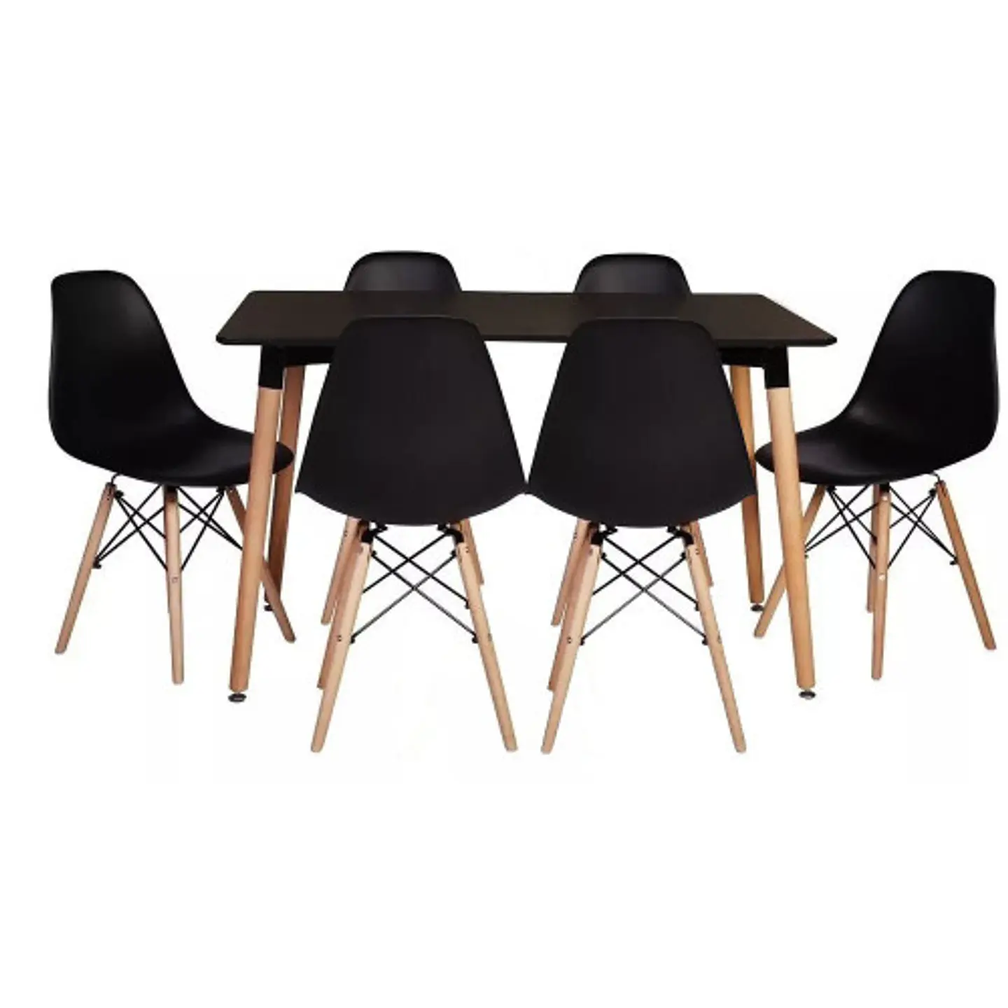 Set Juego de Comedor Mesa Eames Rectangular 120x80cm + Sillas Eames Clásicas 2