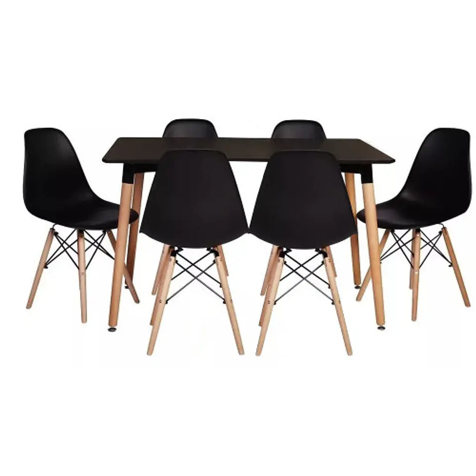 Set Juego de Comedor Mesa Eames Rectangular 120x80cm + Sillas Eames Clásicas 2
