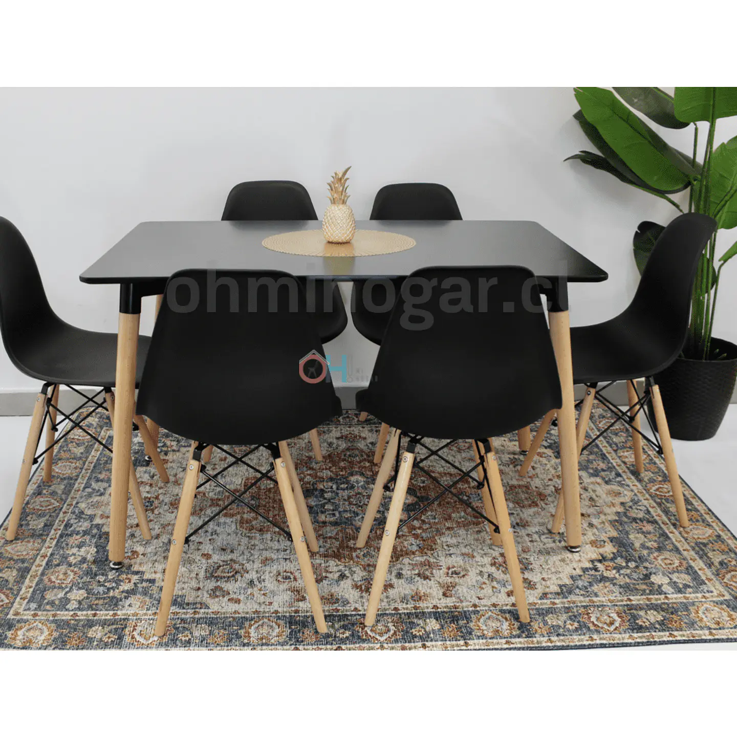 Set Juego de Comedor Mesa Eames Rectangular 120x80cm + Sillas Eames Clásicas 16