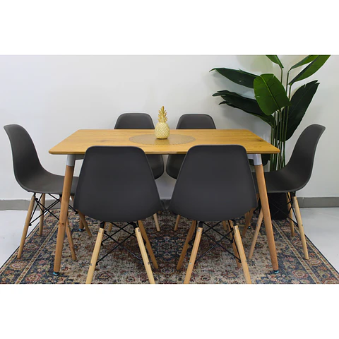 Set Juego de Comedor Mesa Eames Rectangular 120x80cm + Sillas Eames Clásicas
