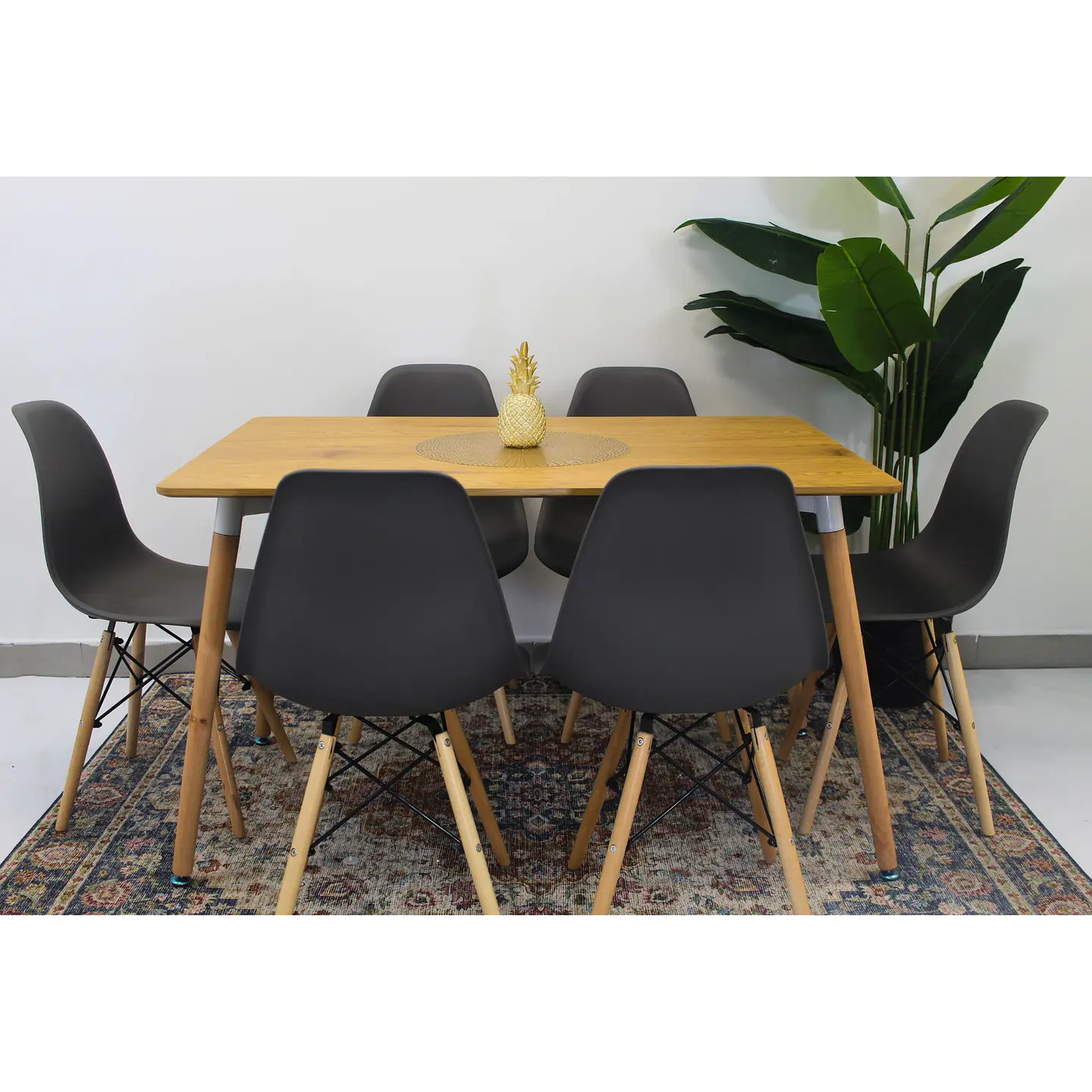 Set Juego de Comedor Mesa Eames Rectangular 120x80cm + Sillas Eames Clásicas 1