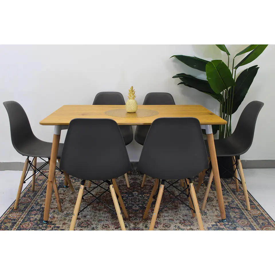 Set Juego de Comedor Mesa Eames Rectangular 120x80cm + Sillas Eames Clásicas 1