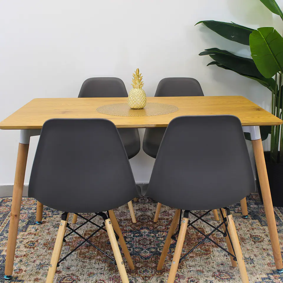 Set Juego de Comedor Mesa Eames Rectangular 120x80cm + Sillas Eames Clásicas 17