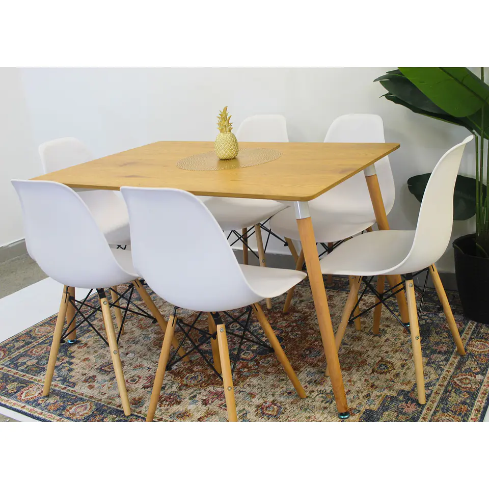 Set Juego de Comedor Mesa Eames Rectangular 120x80cm + Sillas Eames Clásicas 18