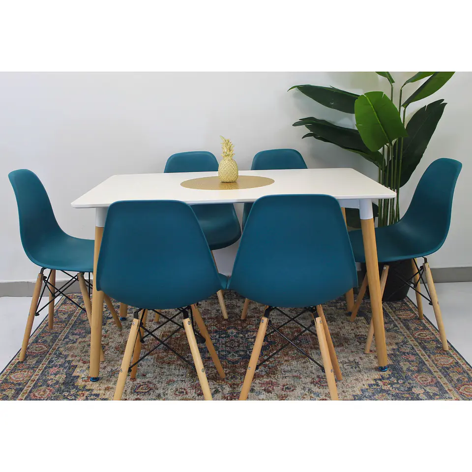 Set Juego de Comedor Mesa Eames Rectangular 120x80cm + Sillas Eames Clásicas 19