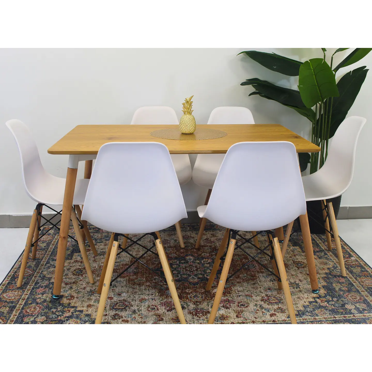 Set Juego de Comedor Mesa Eames Rectangular 120x80cm + Sillas Eames Clásicas 20
