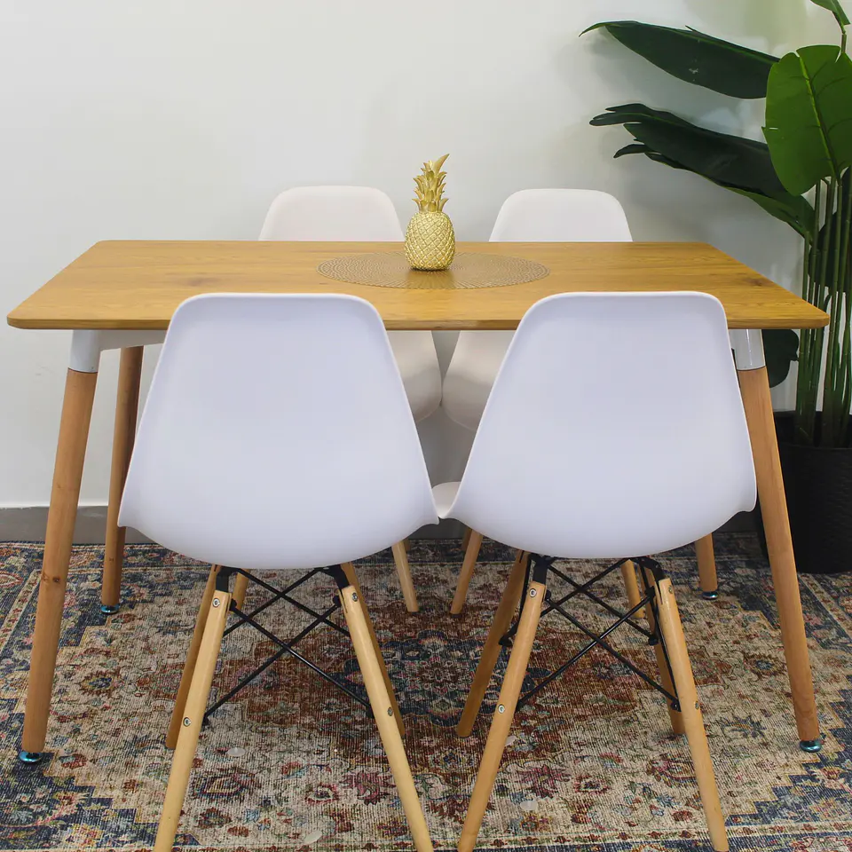 Set Juego de Comedor Mesa Eames Rectangular 120x80cm + Sillas Eames Clásicas 21