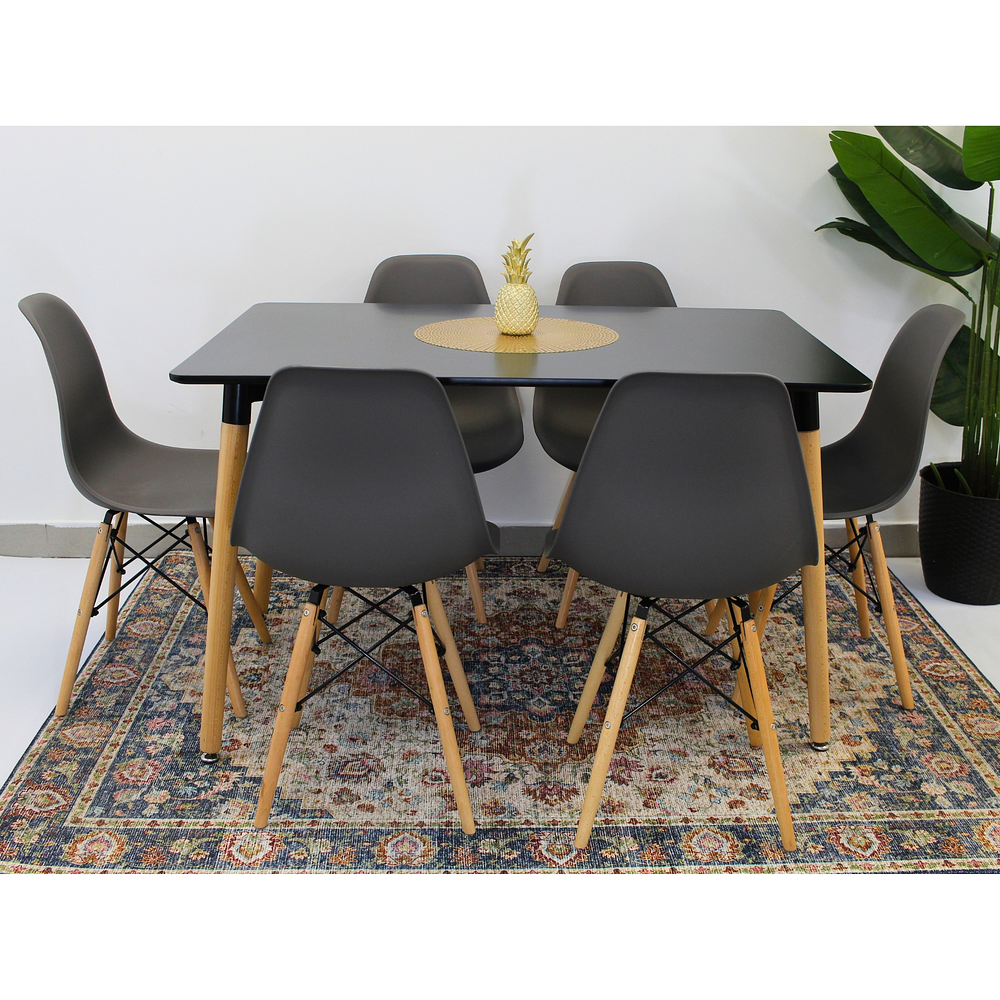 Set Juego de Comedor Mesa Eames Rectangular 120x80cm + Sillas Eames Clásicas 7