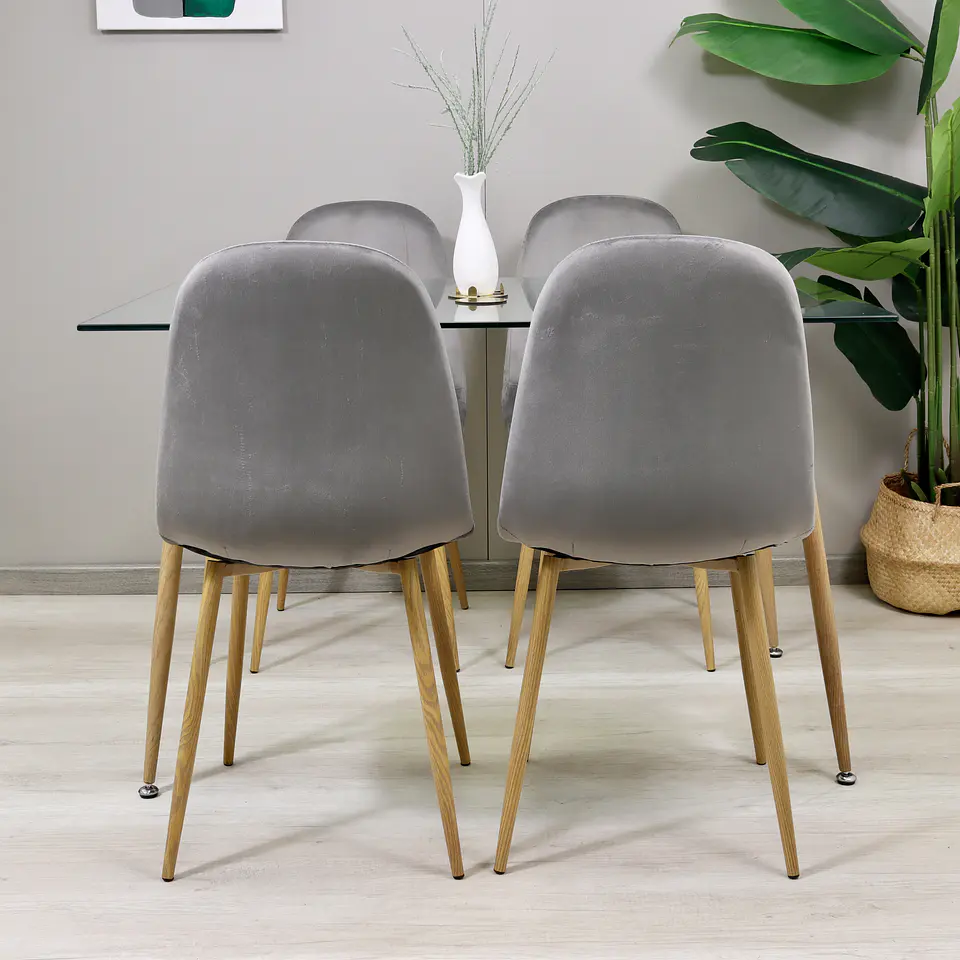 Set de Comedor Rectangular Vidrio 120x80cm + Sillas Eames Velvet 10