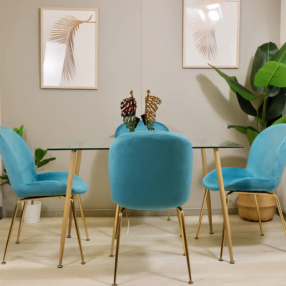 Juego de Comedor Rectangular Vidrio 120x80cm + 4 Sillas Berta  10
