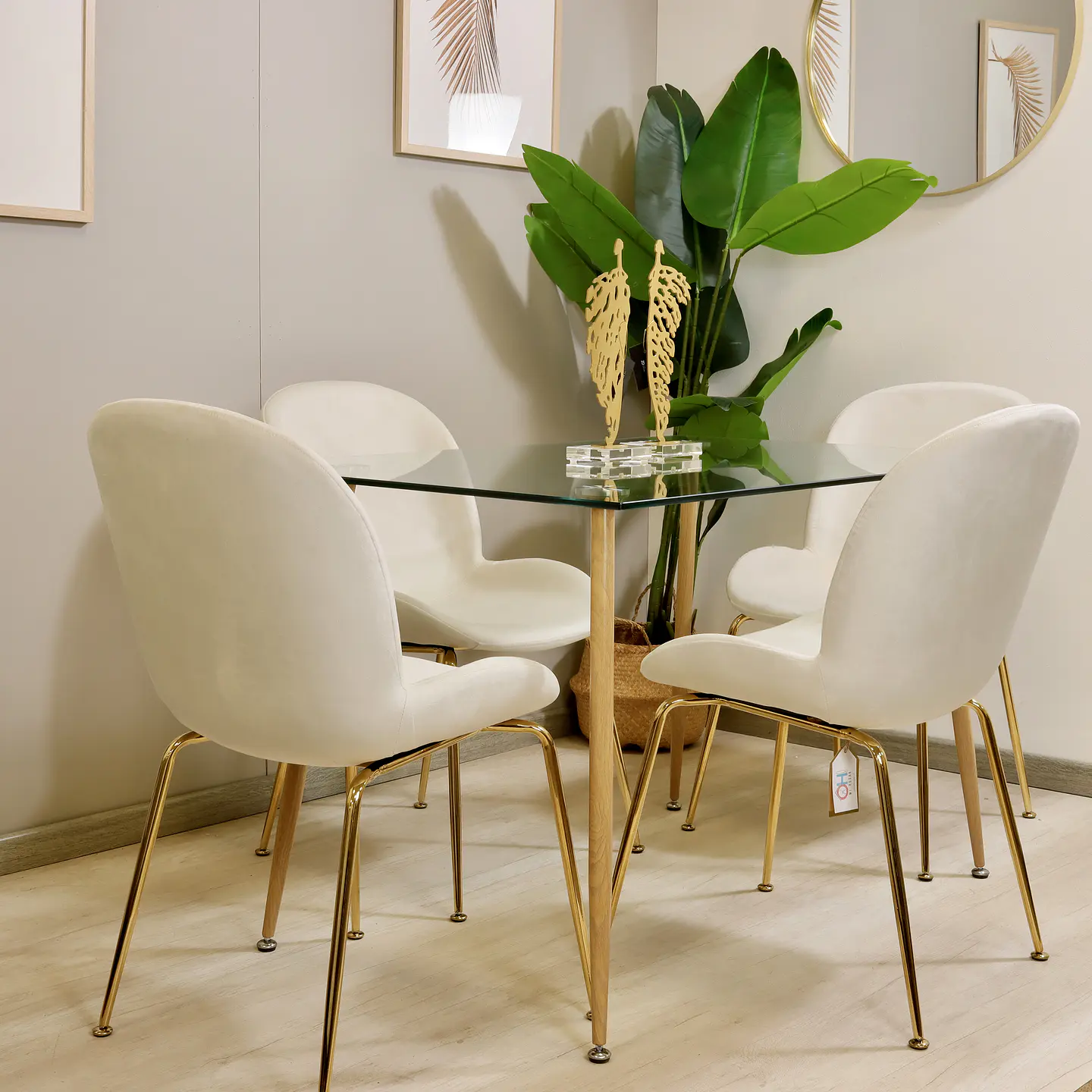 Juego de Comedor Rectangular Vidrio 120x80cm + 4 Sillas Berta  12