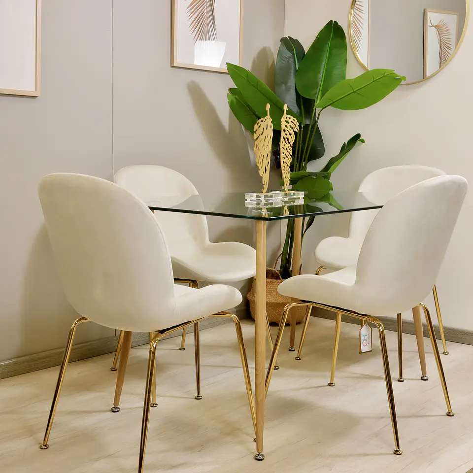 Juego de Comedor Rectangular Vidrio 120x80cm + 4 Sillas Berta  12