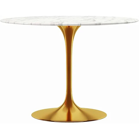 Mesa Redonda Tulip Cuarzo Calacatta Soft Base Gold (80cm, 100cm)