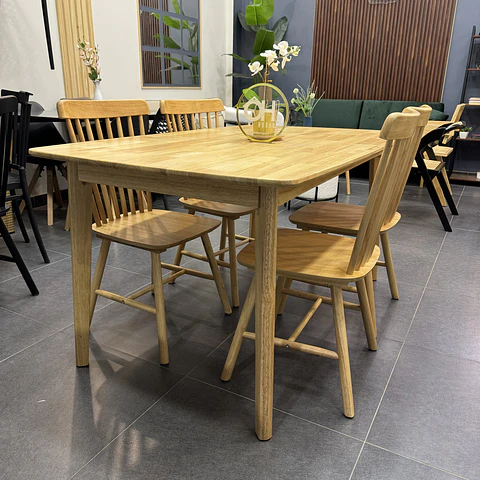 Set Comedor Mesa Komoro Rectangular 150x90cm + Sillas Windsor Madera 