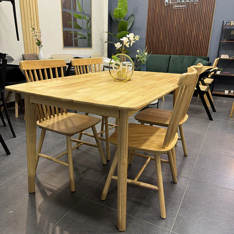 Set Comedor Mesa Komoro Rectangular 150x90cm + Sillas Windsor Madera 