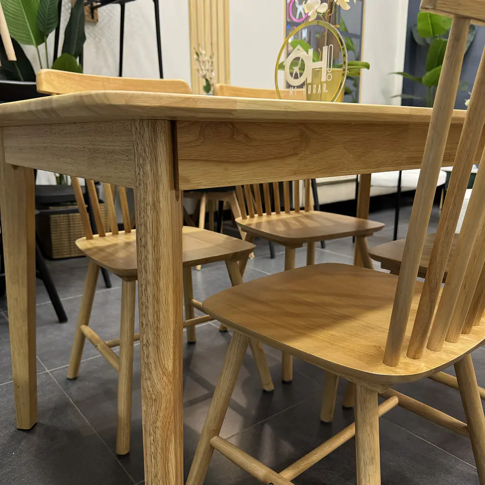 Set Comedor Mesa Komoro Rectangular 150x90cm + Sillas Windsor Madera  5