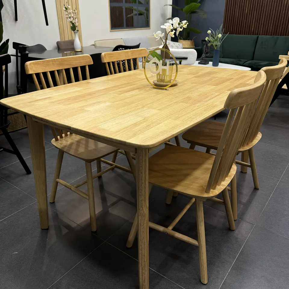 Set Comedor Mesa Komoro Rectangular 150x90cm + Sillas Windsor Madera  7