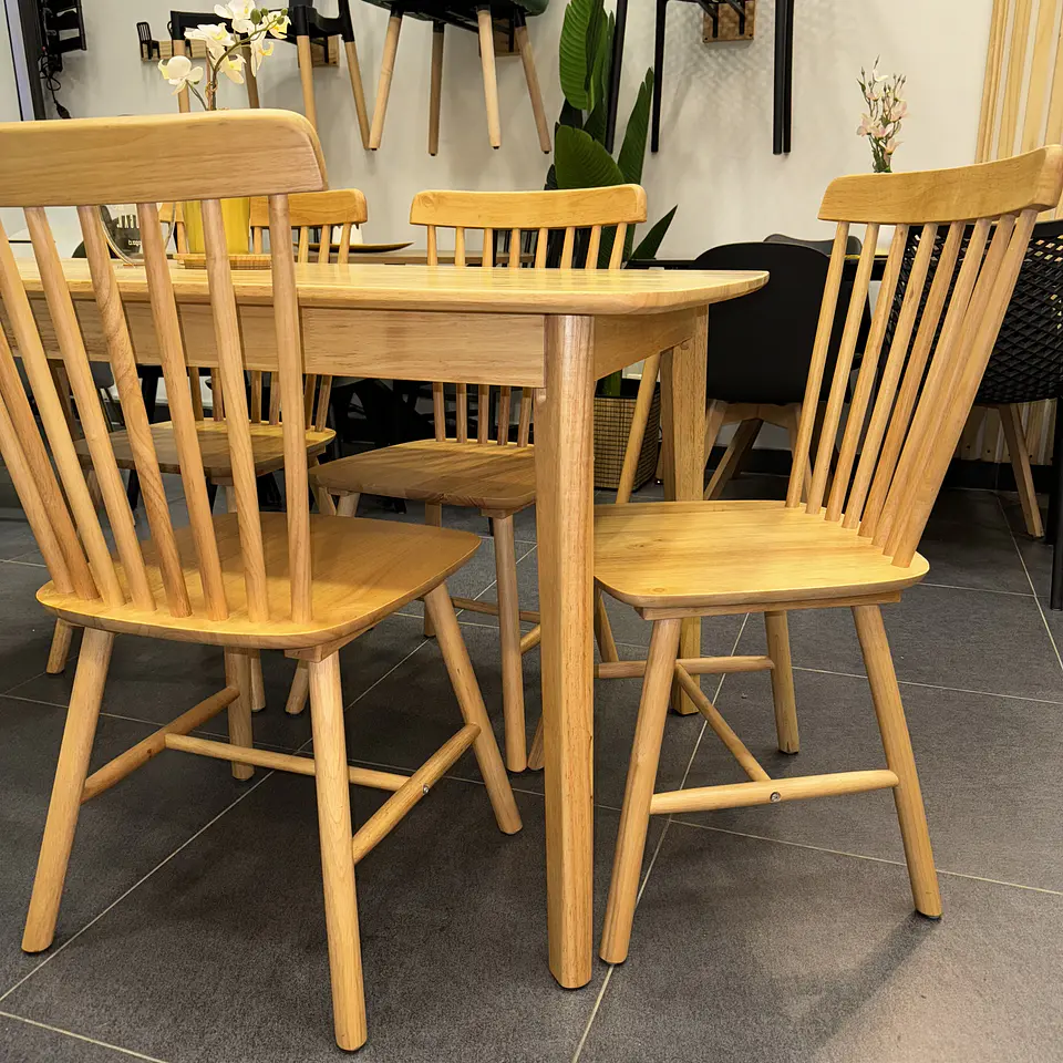 Set Comedor Mesa Komoro Rectangular 150x90cm + Sillas Windsor Madera  9