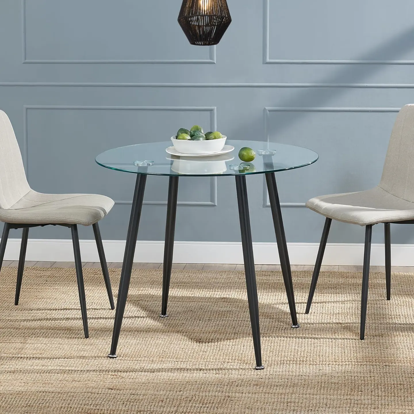Mesa Lyon Redonda de Vidrio Base Negro (80cm, 100cm, 120cm)  6