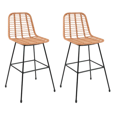 Pack de 2 Taburetes Eames Nature de Ratan 70cm
