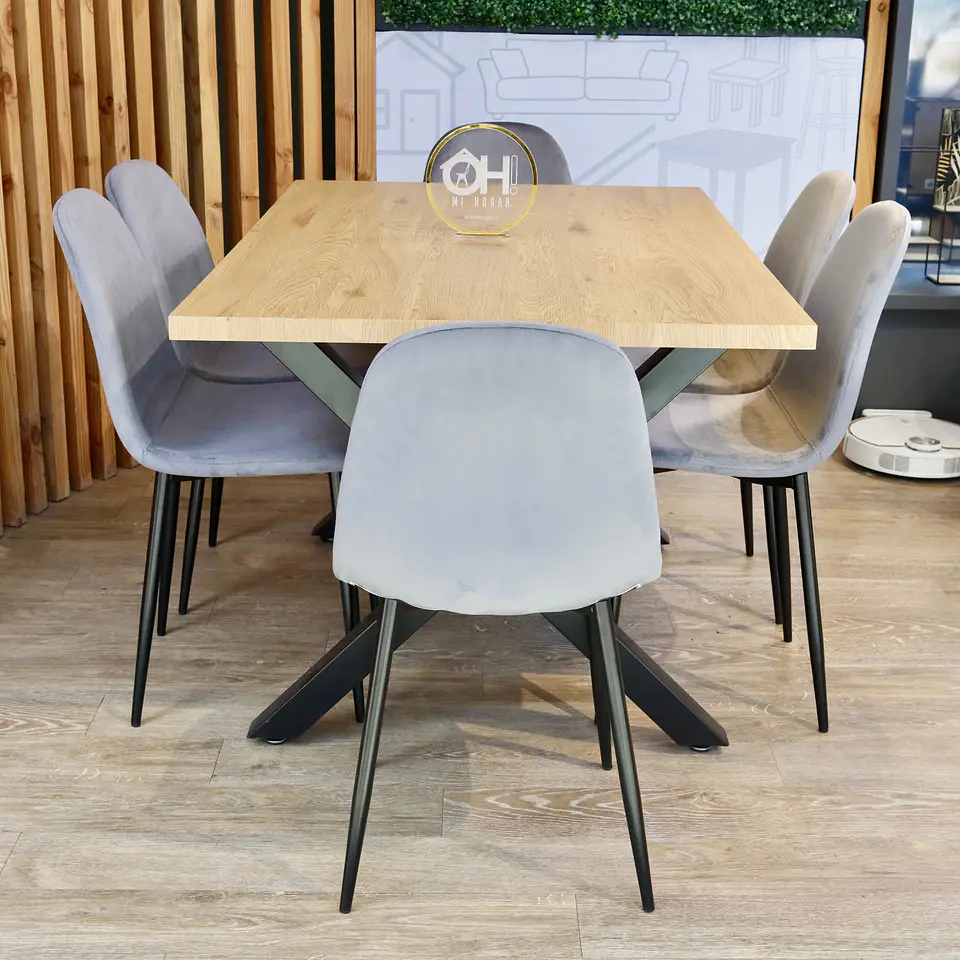 Set Comedor Mesa Xtable Wood + Sillas Eames Velvet PN 6