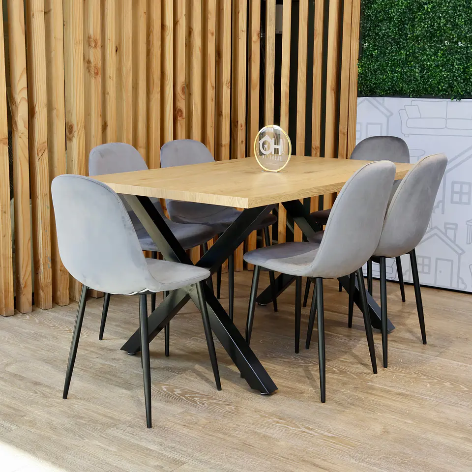 Set Comedor Mesa Xtable Wood + Sillas Eames Velvet PN 2