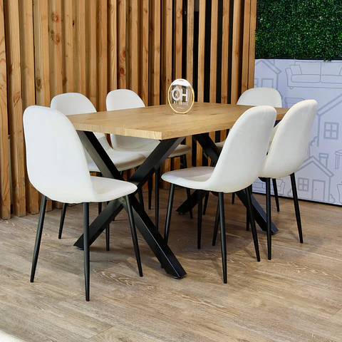 Set Comedor Mesa Xtable Wood + Sillas Eames Velvet PN