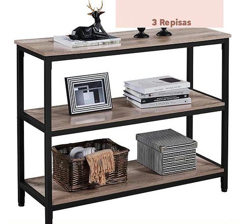 Rack Recibidor Grey Wood 3 Niveles 100x35cm 