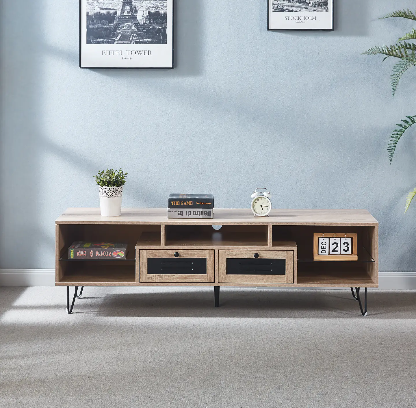 Rack de TV Vietnan Greige Wood 150x40cm  5