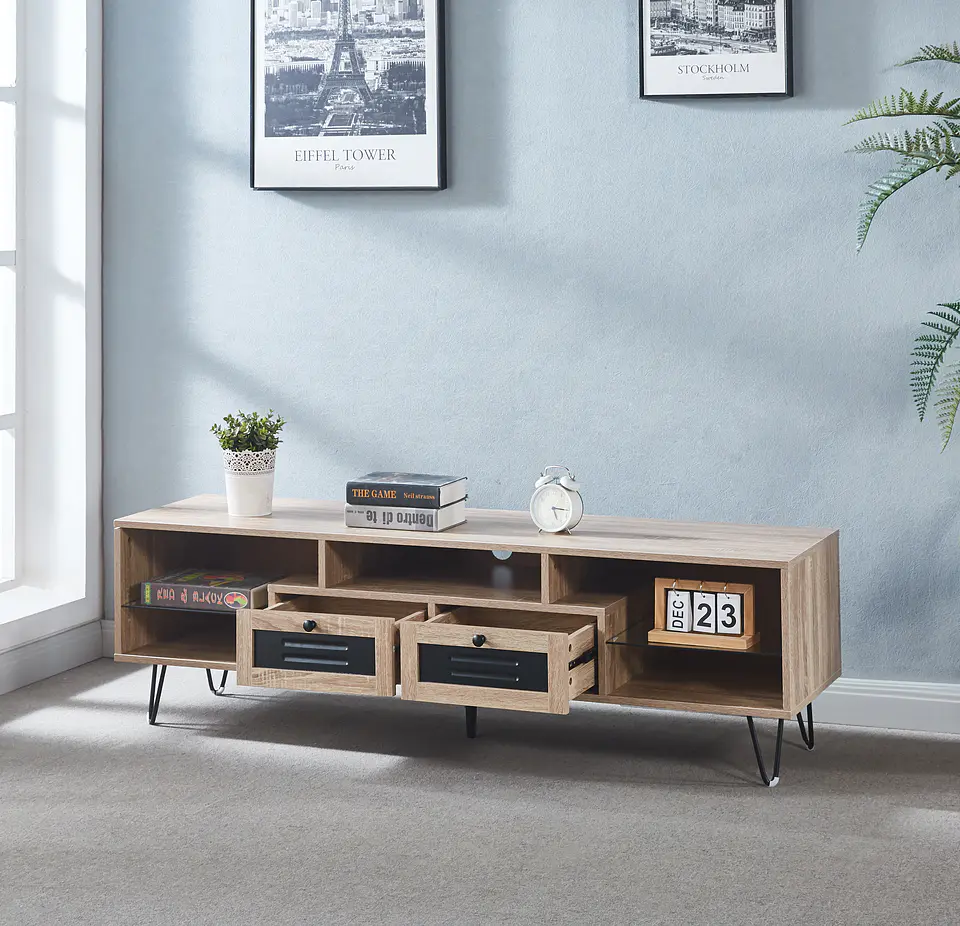 Rack de TV Vietnan Greige Wood 150x40cm  6