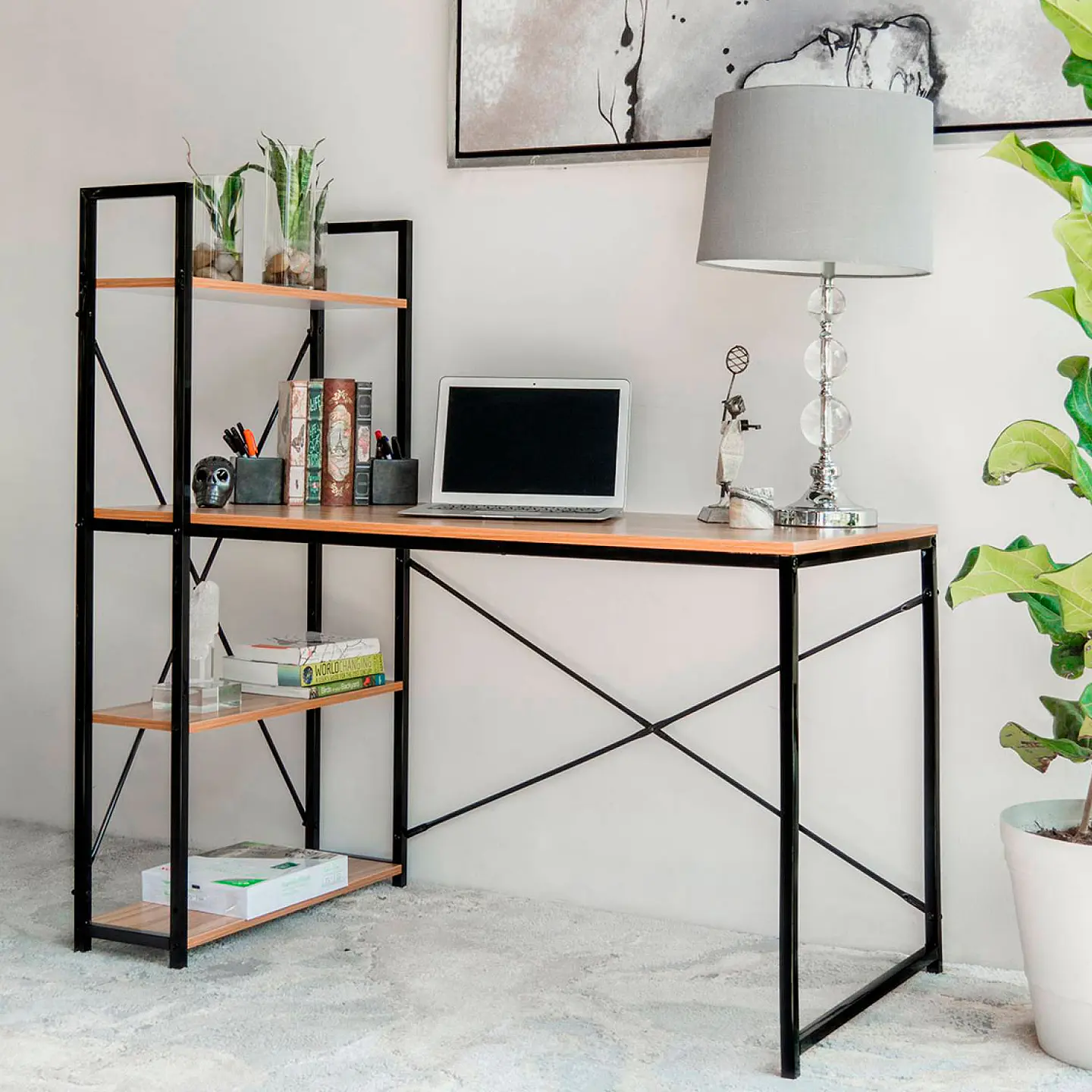 Escritorio Minimal Tower Caramel 120x60x74cm  3