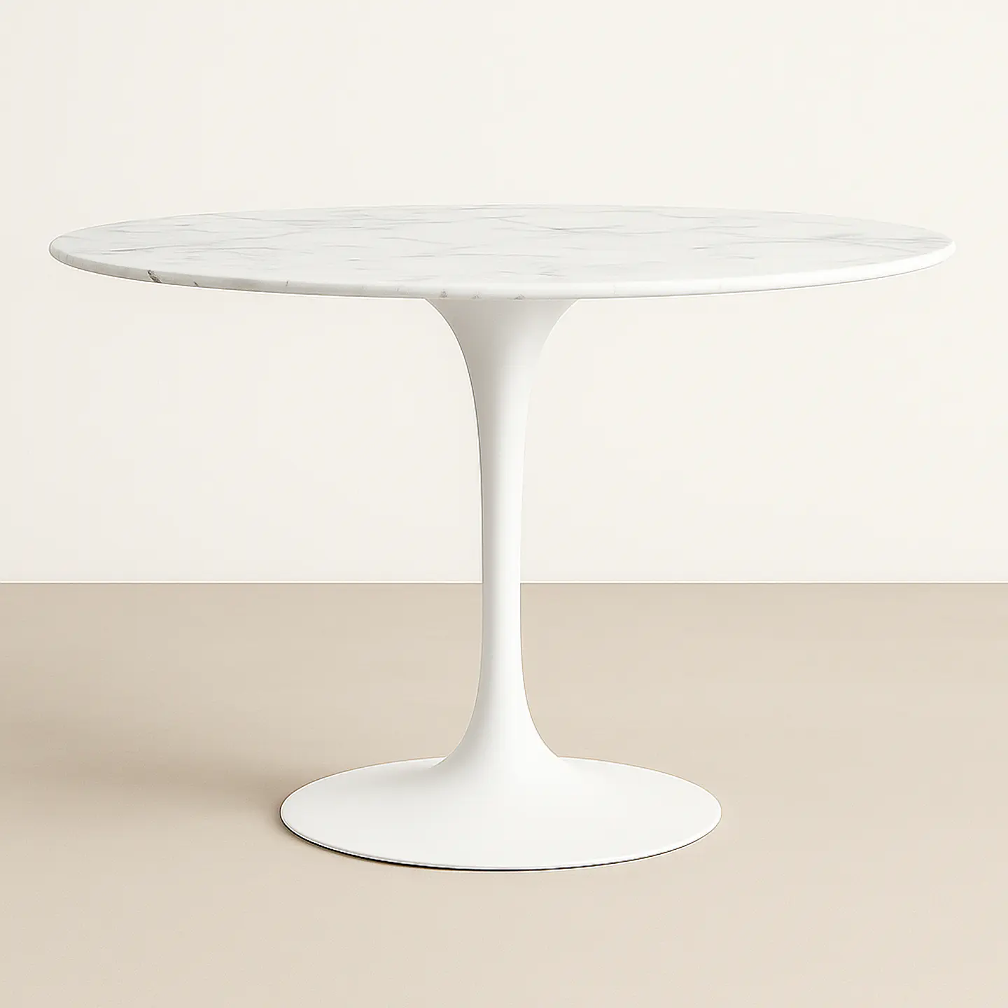 Mesa Redonda Tulip Cuarzo Calacatta Soft Base Blanco - (80cm - 100cm) 1