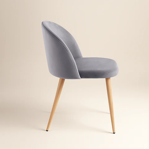 Silla Berna Velvet Oak Gris Respaldo Liso