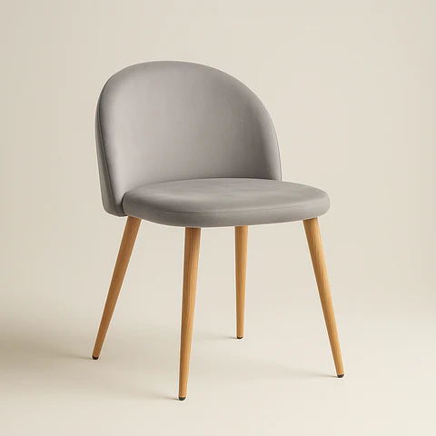 Silla Berna Velvet Oak Gris Respaldo Liso