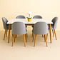 Set Comedor Rectangular de Cuarzo Calacatta Soft + Sillas Berna Soft Felpa Oak Gris - Miniatura 1