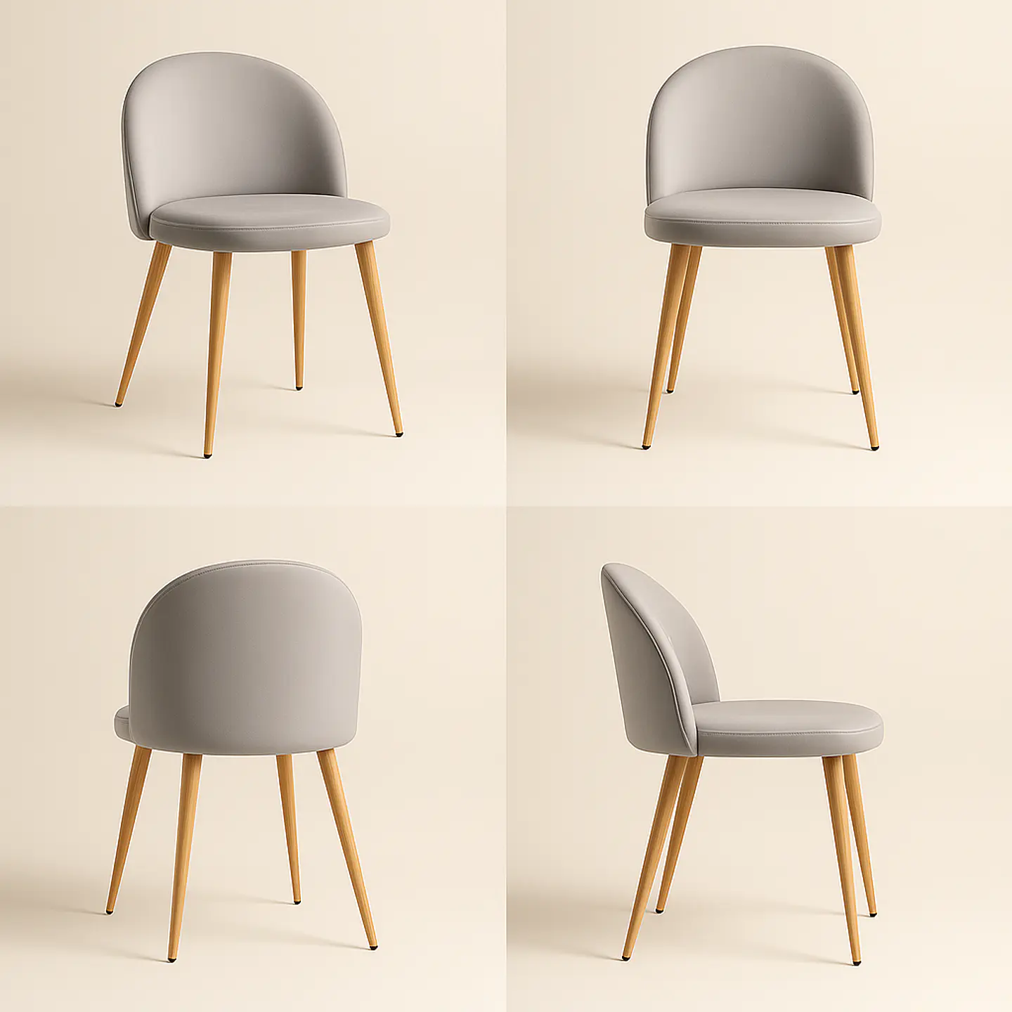 Pack de 4 Sillas Berna Velvet Oak Gris Respaldo Liso 1