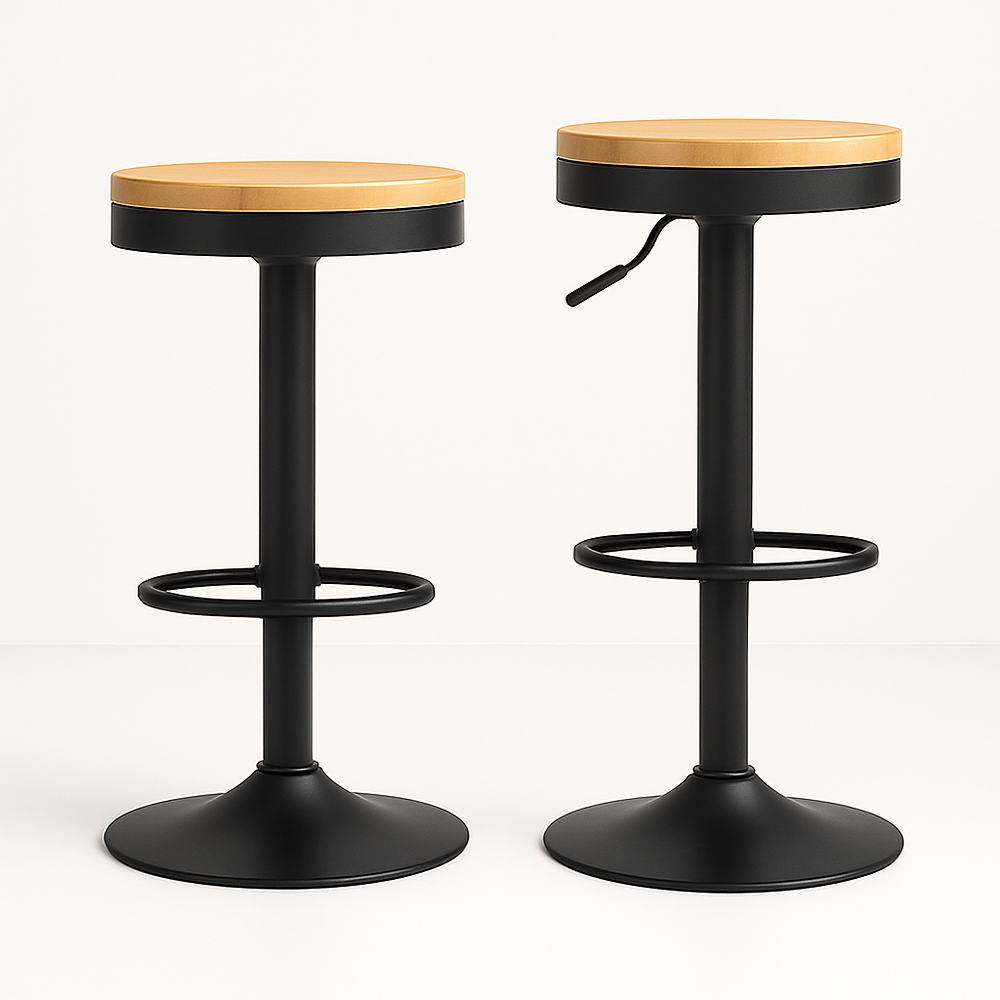 Pack de 2 Taburetes Minimal Regulables de Madera 1